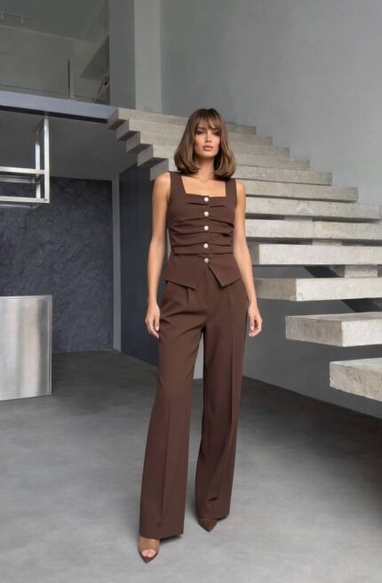 Ön Detay Yelek Pantolon Takım