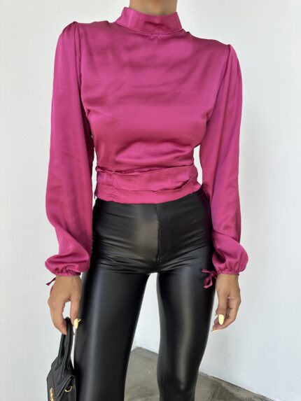 Kısa Saten Bluz
